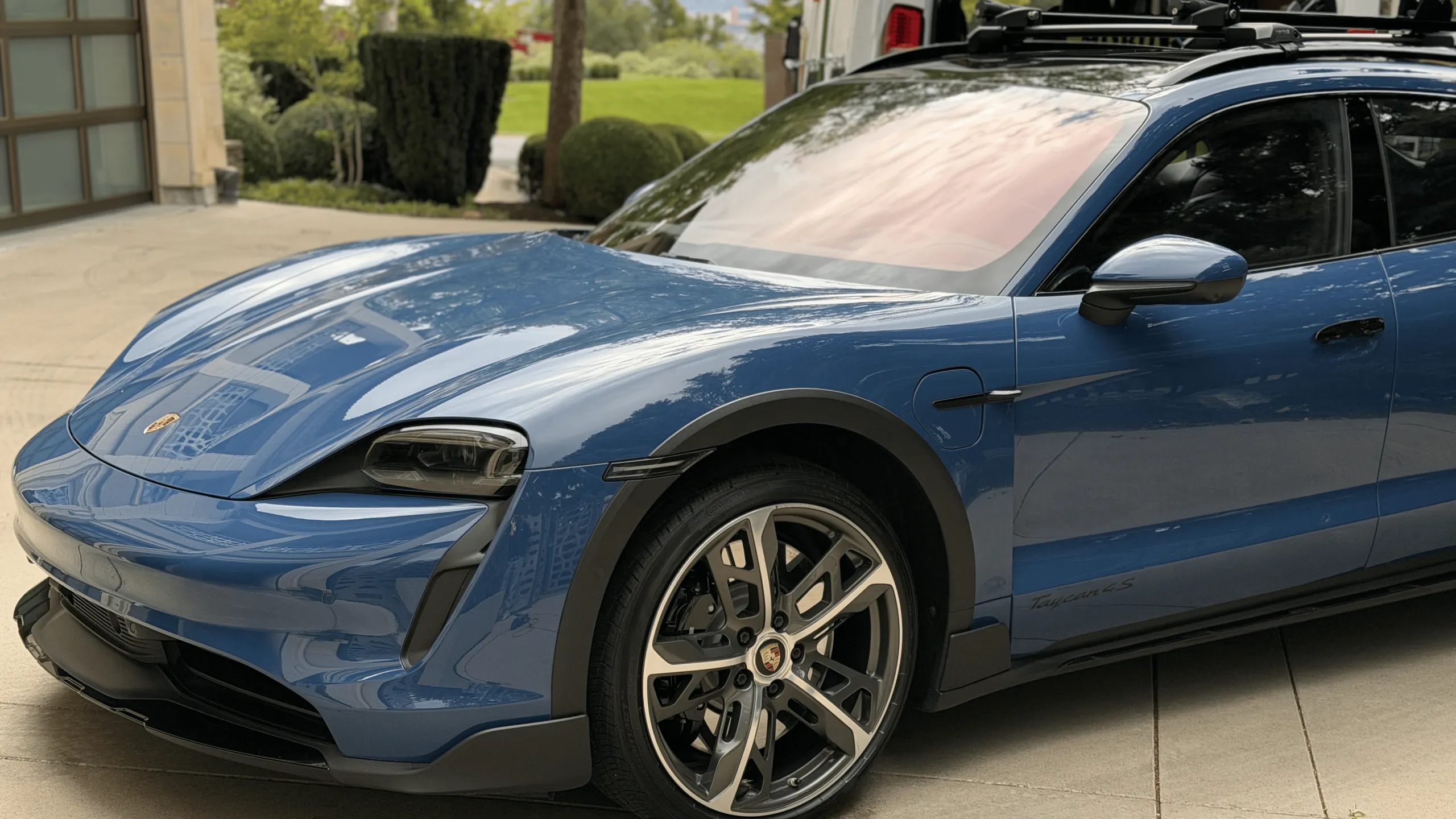 A freshly detailed blue vehicle